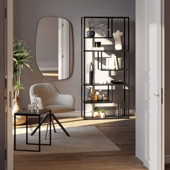 Estantería de pie con 6 compartimentos, industrial, 85x35x188cm, negro