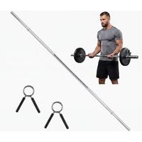 barra de musculacion de acero cromado  con cierres de seguridad 30mm 150cm recta