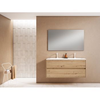 Mueble Mydesign 120 Cm 2s, Estructura Roble Moderno Frontal Roble Moderno. Pack Mueble + Lavabo.