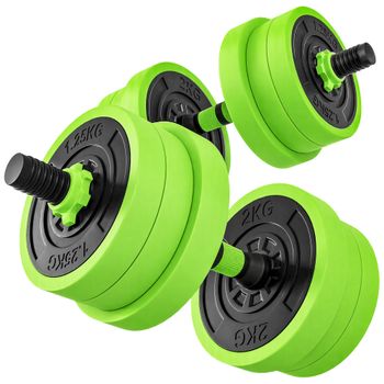 SPORTNOW Kit de Gimnasio 4 en 1 Mancuernas Kettlebell Barra de Pesas para Entrenamiento de Fuerza en Hogar Gimnasio Oficina Verde   Aosom España