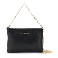 bolso clutch de piel tipo dolar bandolera y asa con cadena y mosquetones black