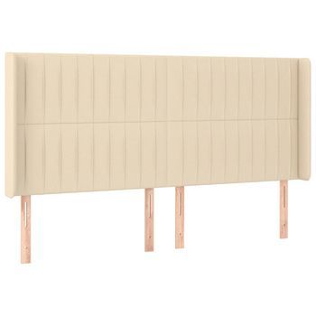 Cabecero，cabecero Cama，panel De Cabecera Con Orejas De Tela Color Crema 163x16x118/128 Cm