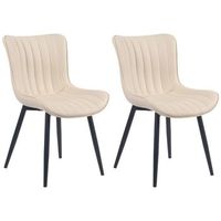 set de 2 sillas de comedor largo en terciopelo o polipiel simil cuero crema 61x50x81 cm clp
