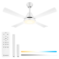 aigostar ventilador de techo con luz led lampara ventilador techo ultra silencioso con mando a distancia motor dc reversible cct 2700k-6500k regulable 6 velocidades o132cm