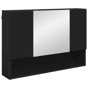 Armario Con Espejo Negro 80 X 17 X 55 Cm Madera De Ingeniería Vidaxl