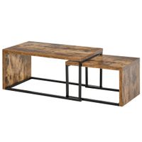 set 2 mesas centro 90x48x42 cm marronrustico
