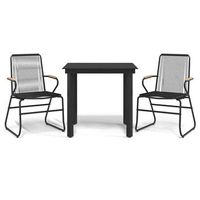 juego de comedor de jardin 3 uds  conjunto mueble jardin mesa y sillas ratan pvc negro