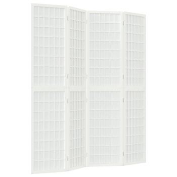 Biombo Plegable Con 4 Paneles Estilo Japonés Blanco 160x170 Cm Vidaxl