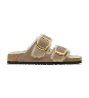 birkenstock para mujer 1030384 sandalias de piel arizona big buckle lana de borrego ajuste estrecho beige 37 plano ninguno casual