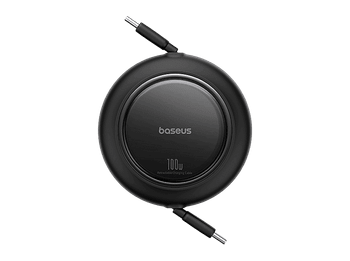 Cable USB-C - Baseus Free2Pull, Retráctil, Tipo C a C, de 150 cm, Universal, 100W, Negro Cluster