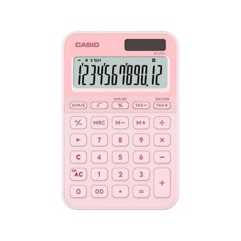 Calculadora Casio MS-20YC Básica de Escritorio 12 Dígitos Solar Rosa Claro