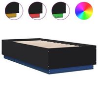 cama para adulto  cama individual  estructura cama con luces led madera ingenieria negro 100x200cm