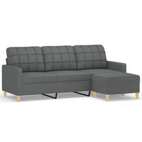 sofa de 3 plazas  sofa de salon  sofa de descanso con taburete de tela gris oscuro 180 cm