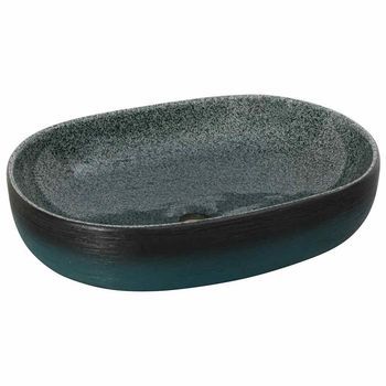 Lavabo Sobre Encimera Ovalado Cerámica Turquesa 59x40x14 Cm Vidaxl