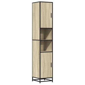 Armario De Baño Madera Y Metal Roble Sonoma 35x37,5x188,5 Cm Vidaxl