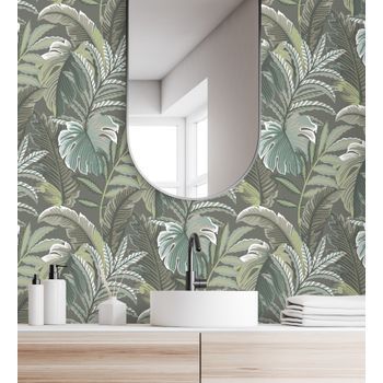 Papel Pintado Vinílico Ecológico Decorativo De Hojas Tropicales - Palmer Hill 680743 De Gaulan - Rollo De 10 M X 0,53 M