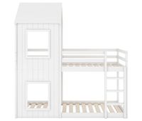 litera cabina 90x200 cm - madera maciza - con 2 ventanas - blanco