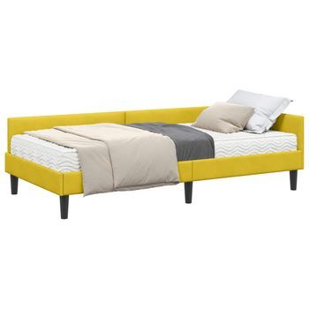 Cama Individual | Cama Para Adulto | Estructura De Cama Esquina Con Colchón Otro 2 Pcs Amarillo