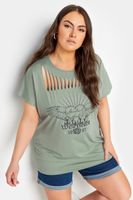yours camiseta algodon verde corazon con alasdetalles cut out mujer curvy y tallas grandes yours