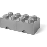 caja de almacenaje apilable con 2 cajones ladrillo 8 pomos gris de lego 40061740