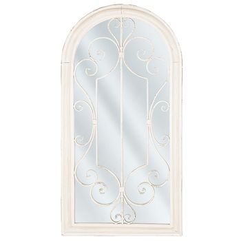 Espejo De Pared Vintage De Metal Forma De Ventana Blanco Crema Efecto Envejecido Campel