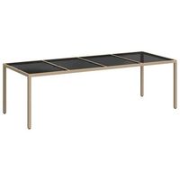 mesa de jardin  mesa de exterior de vidrio templado ratan pe beige 250x100x75 cm