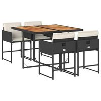 set de muebles jardin 5 pzas  conjunto de mesa y sillas con cojines ratan sintetico negro