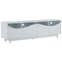 mueble de tv blanco de alto brillo diseno curvo 175 cm con iluminacion led