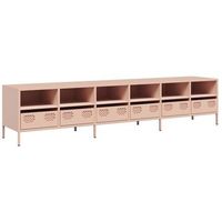 mueble para tv acero laminado en frio rosa 202x39x435 cm