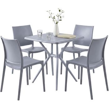 Conjunto De Muebles De Jardín Amino Con 4 Sillas Plástico Gris 156x156x81 Cm Clp