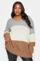 yours jersey de punto con bloques de color neutro mujer curvy y tallas grandes yours