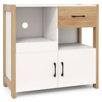 costway gabinete de almacenamiento de cocina aparador de estilo moderno granja con cajon estante deslizante y 2 puertas mueble buffet blanco