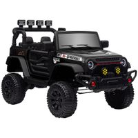 aiyaplay coche electrico infantil 12v mando a distancia faros led bateria bocina musica para explorar 100x63x65 cm negro   aosom espana