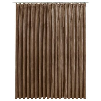 Cortina Opaca Con Ganchos Terciopelo Beige 290x245 Cm