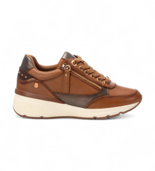 Carmela para mujer. 16182502-CAMEL Zapatillas de Piel 161825 marrón (37), 3 a 5cm, Cremallera, Casual