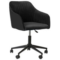 silla de oficina de terciopelo base giratoria negro altura acolchado negro venice