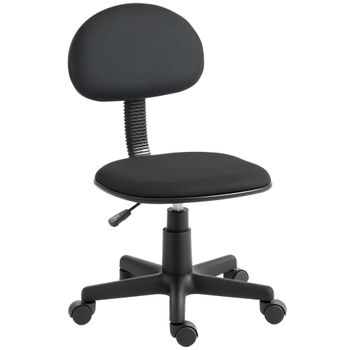 HOMCOM Silla de Escritorio sin Reposabrazos Regulable en Altura con Ruedas 360° Respaldo Bajo Negro   Aosom España
