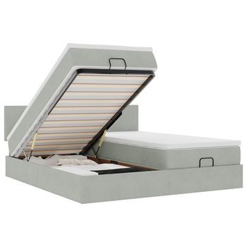 Estructura Cama Otomana Colchones Terciopelo Gris Claro Vidaxl