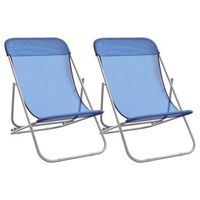 pack 2 uds sillon de playa sillas de playa plegables textilene acero recubierto azul
