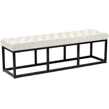 Banco Polson Terciopelo Negro Crema 37x150x42 Cm Clp