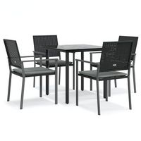 conjunto comedor jardin jardin 5 uds  mueble jardin mesa y sillas y cojines ratan sintetico y acero