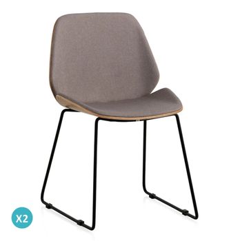 Pack 2ser sillas madera tapizadas con patas metálicas negras