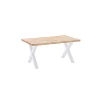 mesa de comedor fija con patas metalicas 160x90cm roble salvaje blanco