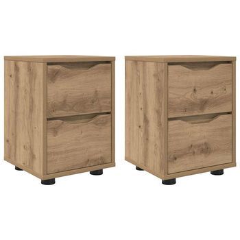 Pack 2 Uds Mesitas De Noche | Armario De Noche | Mesa De Noche Roble Artesanal 30,5 X 30 X 43 Cm