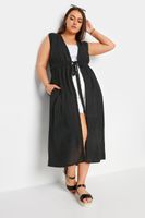 limited collection kimono sin mangas negro con lino mujer curvy y tallas grandes limited collection
