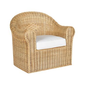 Sillón De Jardín De Estilo Boho Fabricado En Ratán Natural Con Cojines De Algodón Livadeia