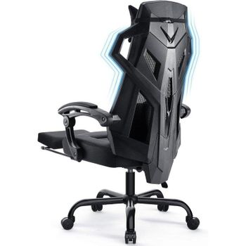 Silla Gaming GTPLAYER Ergonómica con Respaldo Reclinable y Reposapiés Negro