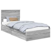 cama con almacenamiento con cajon gris sonoma 90 x 190 cm vidaxl