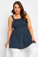 yours top de tirantes azul marino busto fruncido mujer curvy y tallas grandes yours