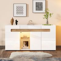 aparador moderno - mueble de salon - tablero de particulas - blanco y natural 140x40x70cm